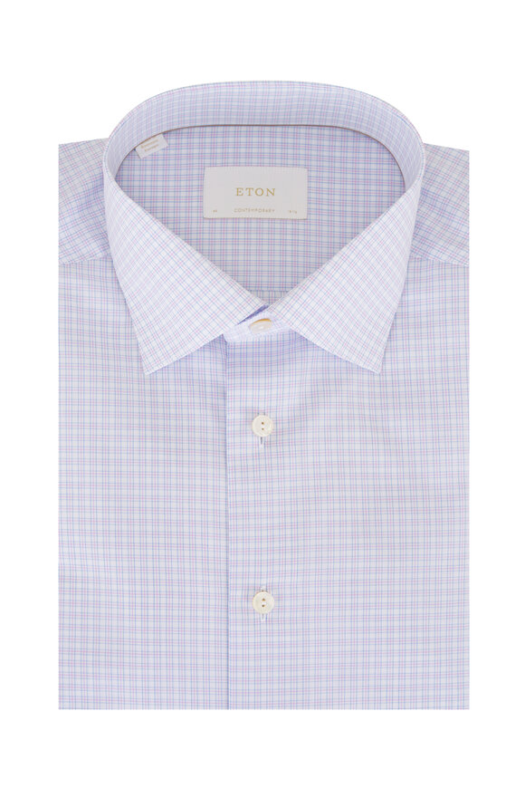 Eton Pink & Blue Check Cotton Dress Shirt