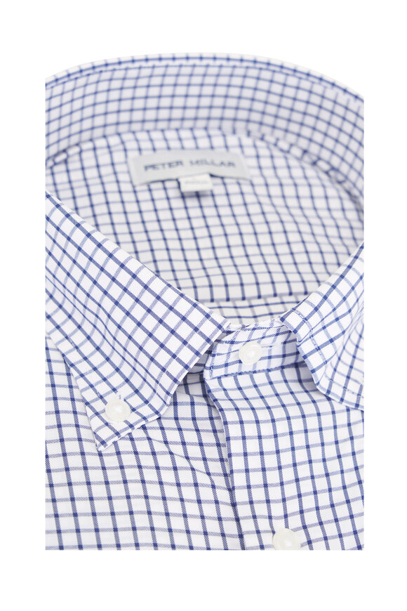 Peter Millar Hanford Navy Plaid Twill Sport Shirt - view 3