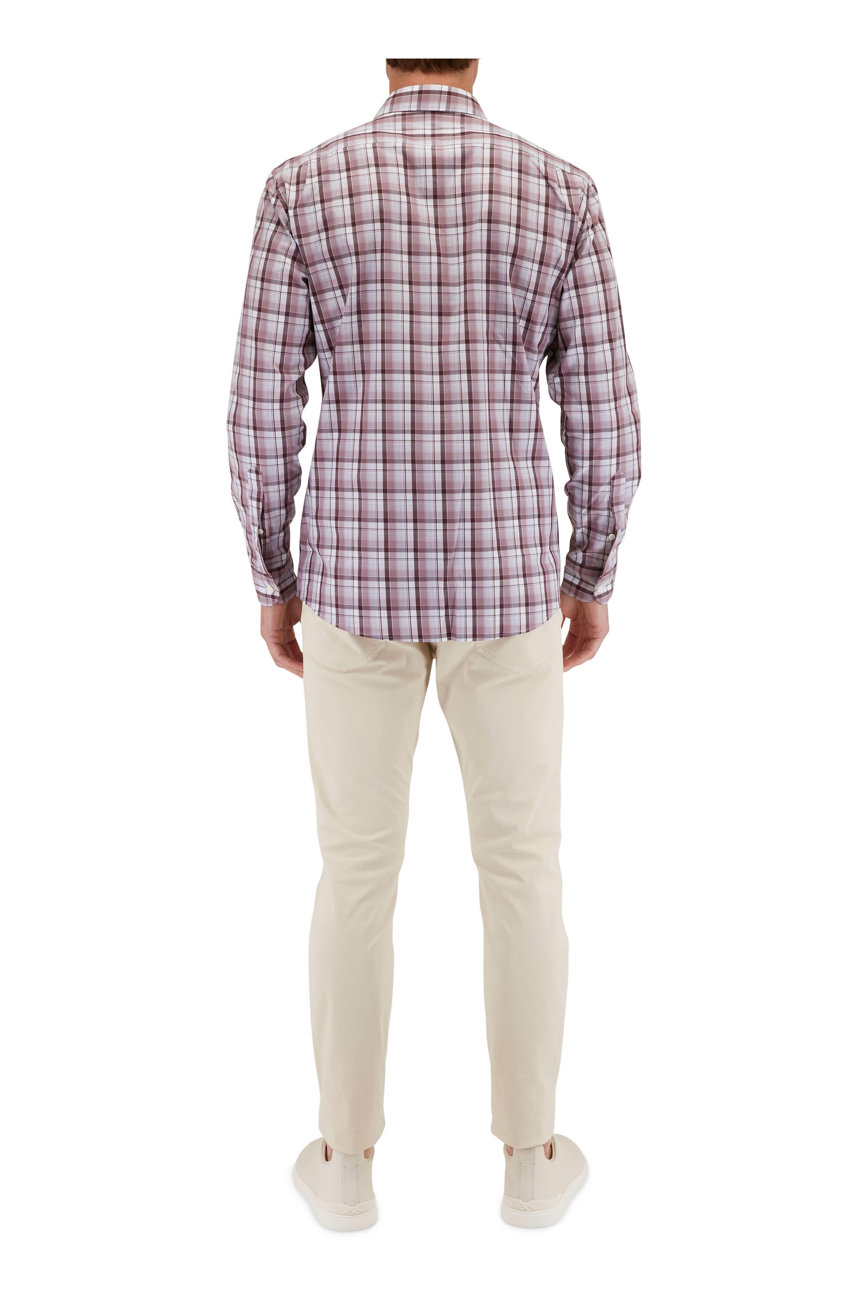 Zegna - Pink Plaid Cotton Sport Shirt