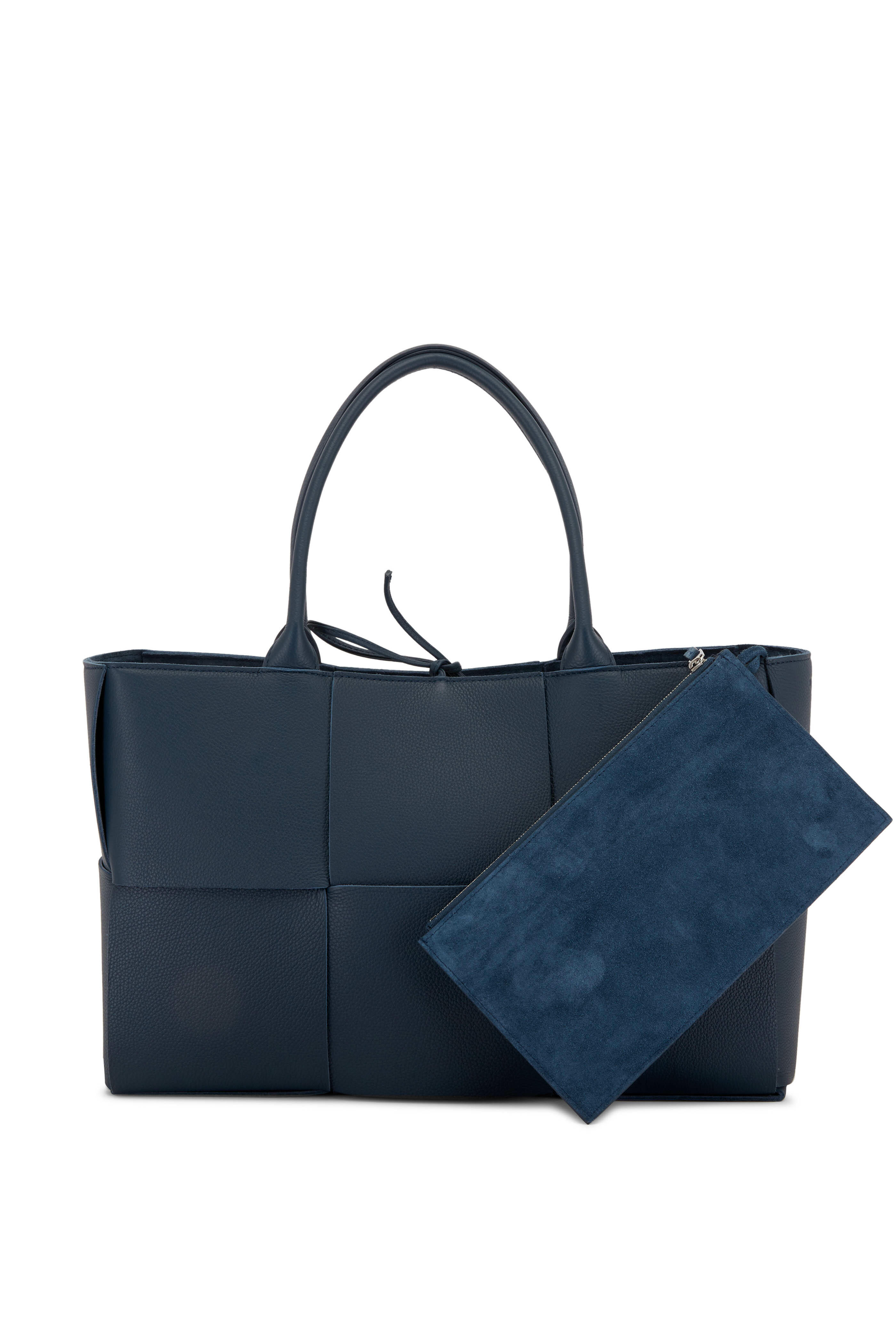Bottega Veneta - Arco Deep Blue Woven Leather Medium Tote