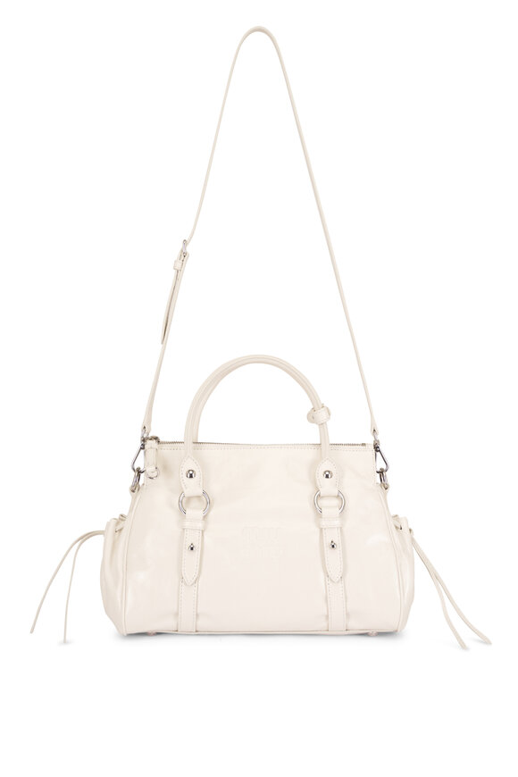 Miu Miu Small Vitello Bianco Shiny Leather Top Handle - view 1