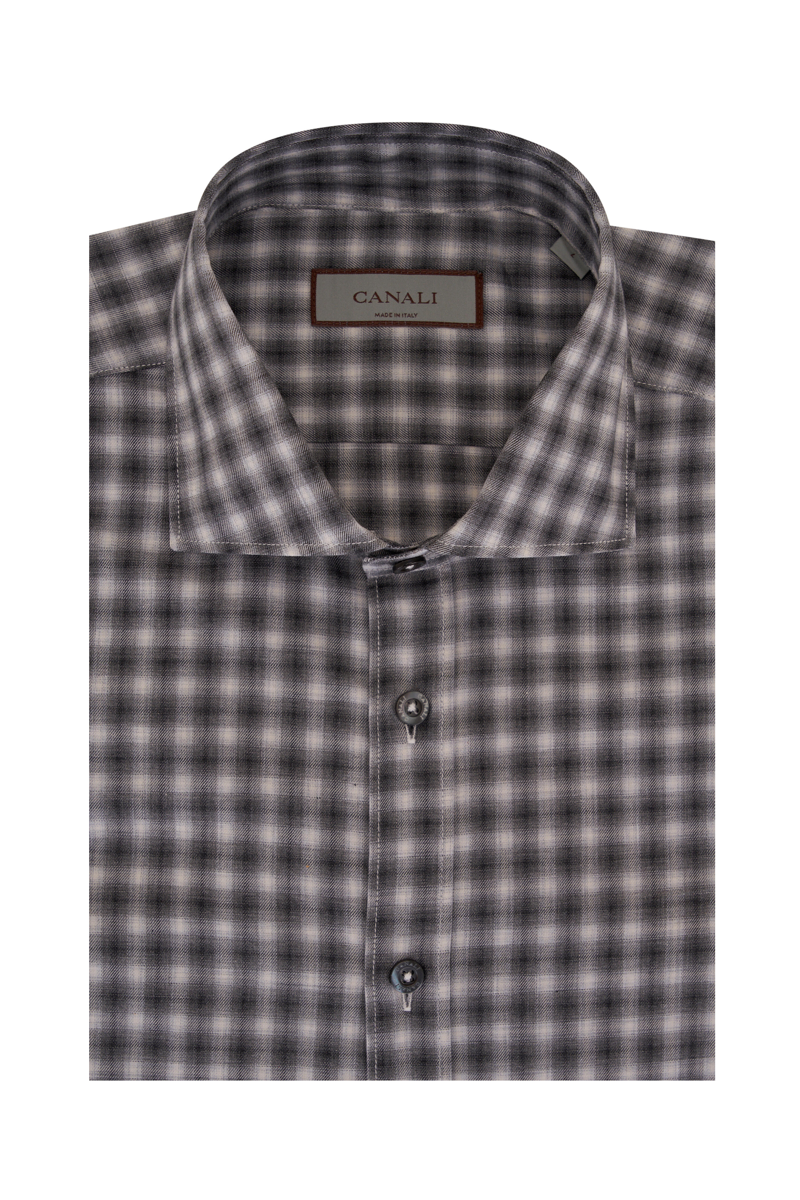 Canali - Gray & Navy Ombré Plaid Sport Shirt | Mitchell Stores