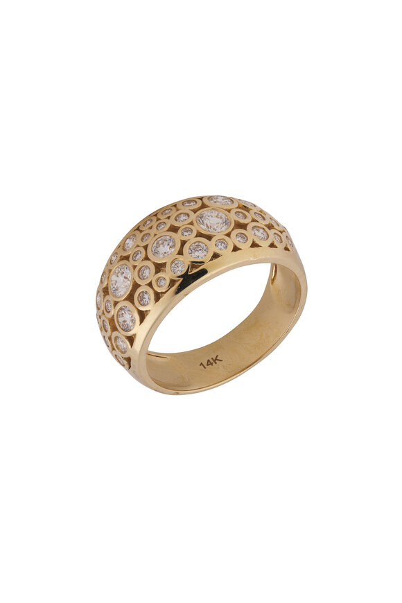 Kai Linz 14k Yellow Gold White Diamond Bezel Lunar Ring