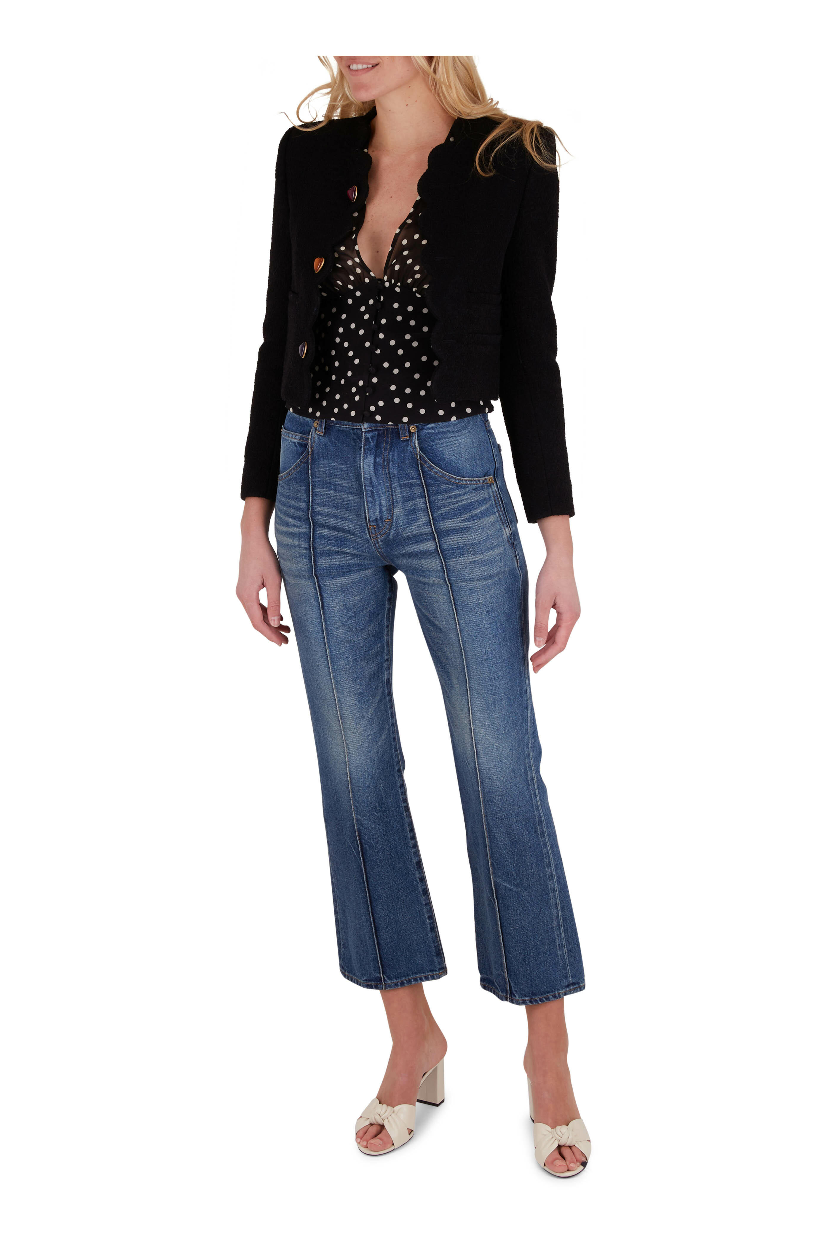 Saint Laurent - Black Bouclé Tweed Cropped Jacket
