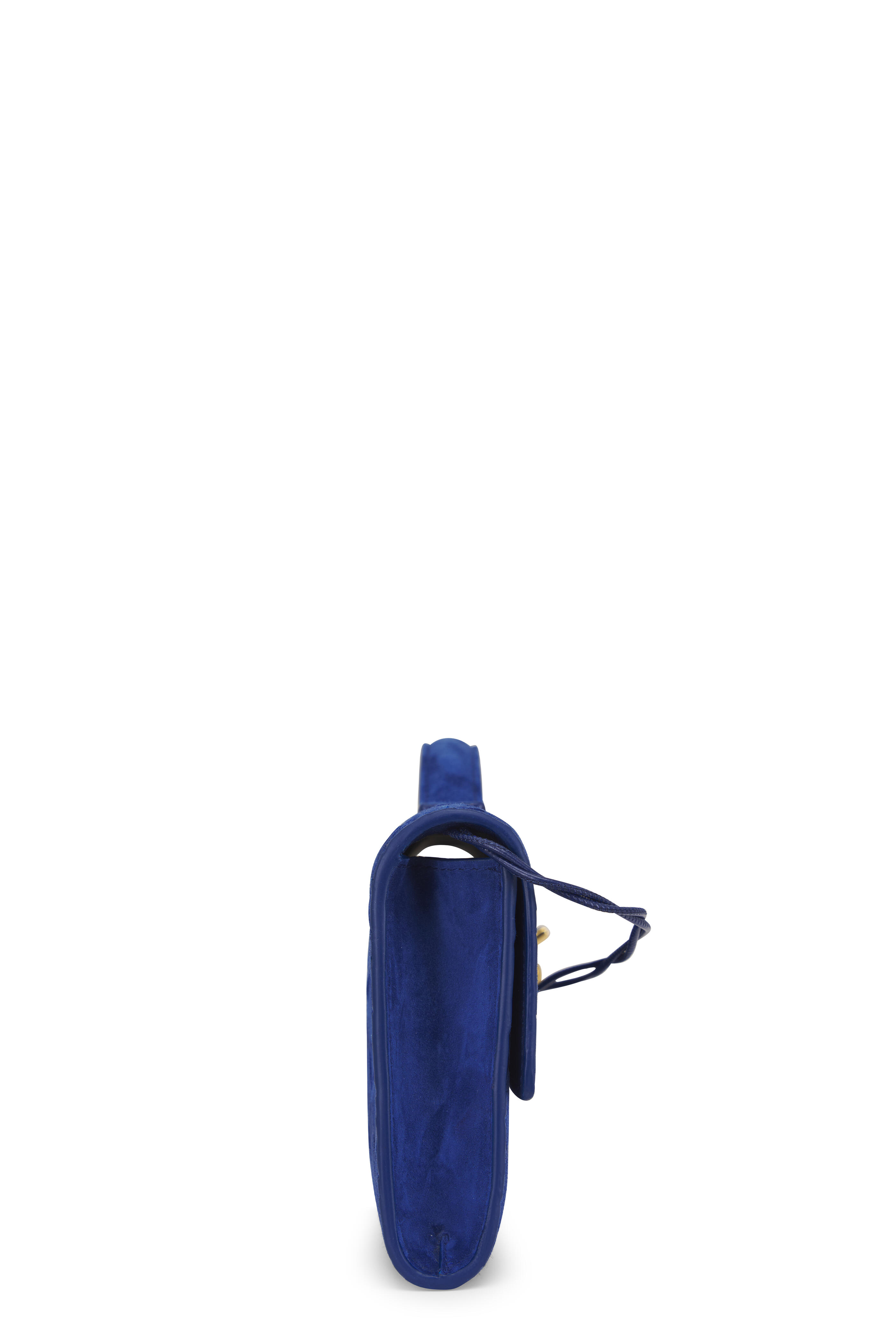 Bottega Veneta - Andiamo Blue Royal Intrecciato Suede Clutch