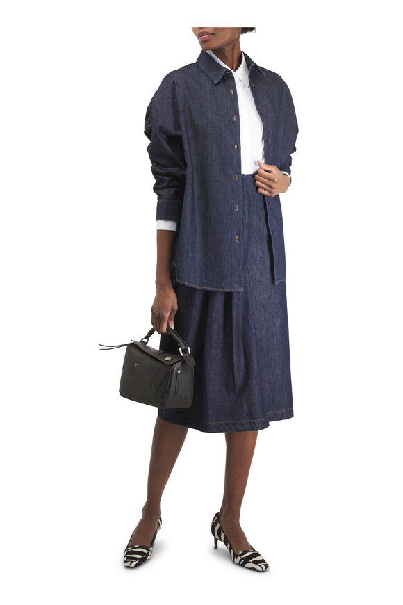 Dries Van Noten Casio Indigo Button-Up Denim Blouse - view 2