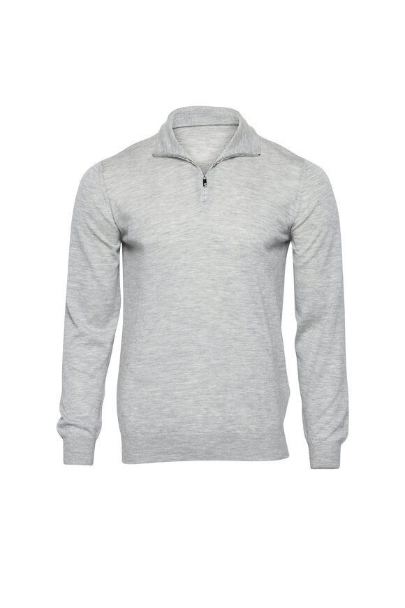 Marco Pescarolo Light Grey Cashmere Quarter Zip Sweater