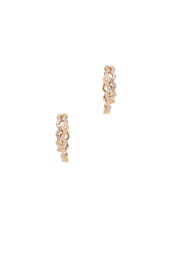 Graziela Gems 18k Rose Gold Rio Diamond Double Hoop Earring