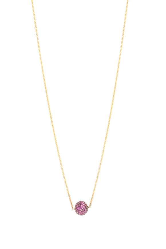 Renee Lewis 18k Yellow Gold Antique Ruby Sphere Necklace - view 1