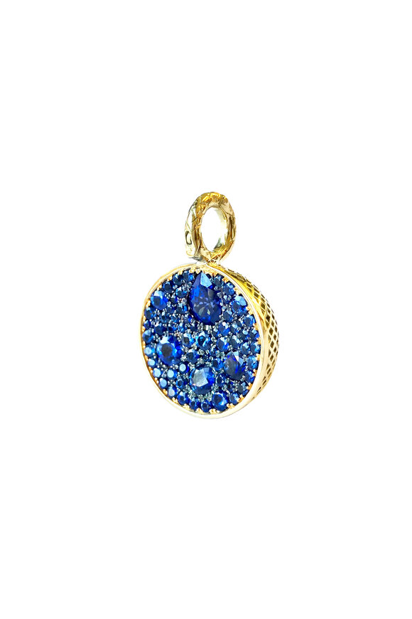 Ray Griffiths - 18K Yellow Gold Blue Sapphire Ball Pendant