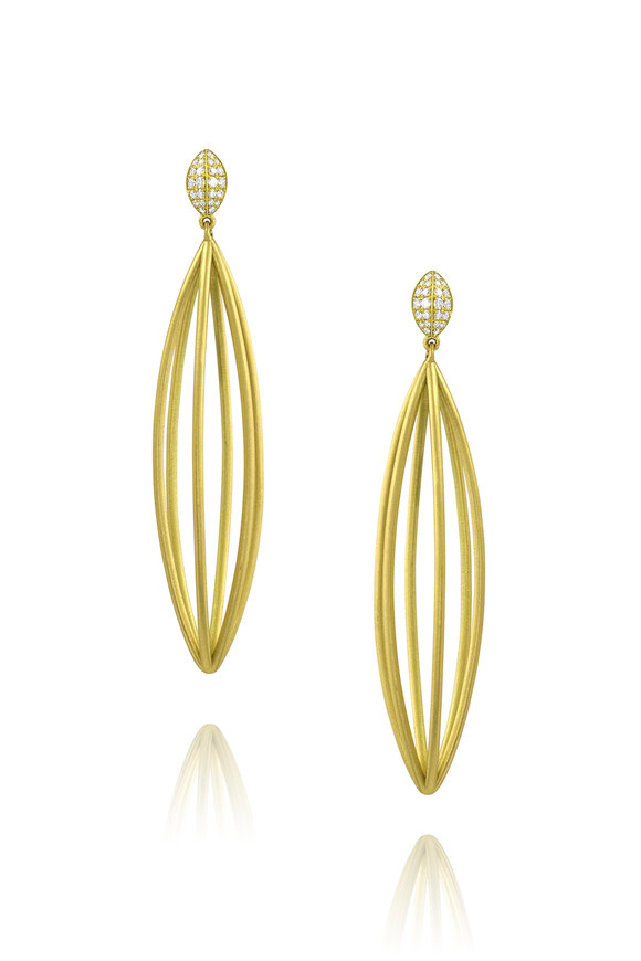 Leigh Maxwell Ulaini Long Marquise Diamond Earrings   - view 1