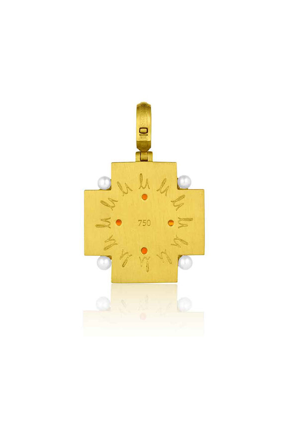 Leigh Maxwell 18k Yellow Gold Ruby & Opal Cross Pendant - view 2