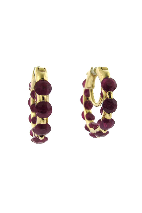 Loree Rodkin Pave Ruby Hoop Earrings - view 1