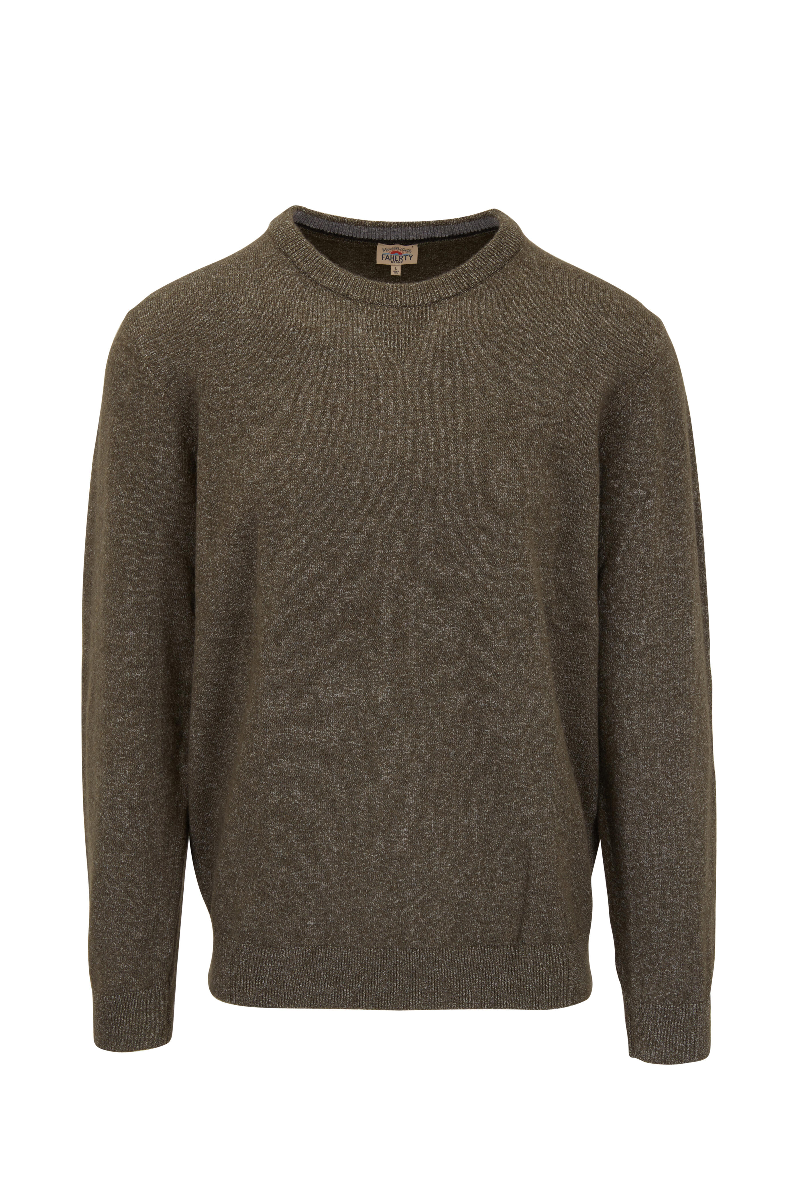 Faherty Brand - Jackson Hole Heathered Olive Crewneck Sweater
