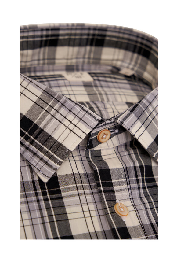 GMF - Black & White Plaid Cotton Sport Shirt 