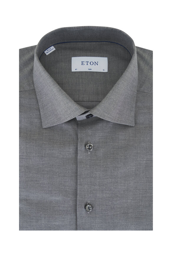 Eton Solid Gray Contemporary Fit Dress Shirt