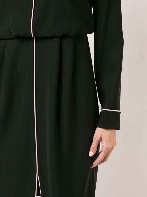 Emporio Armani - Black Contrast Trim Cinch Waist Dress 