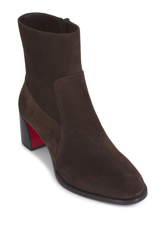 Christian Louboutin Ira Dark Brown Suede Short Boot, 55mm - view 1