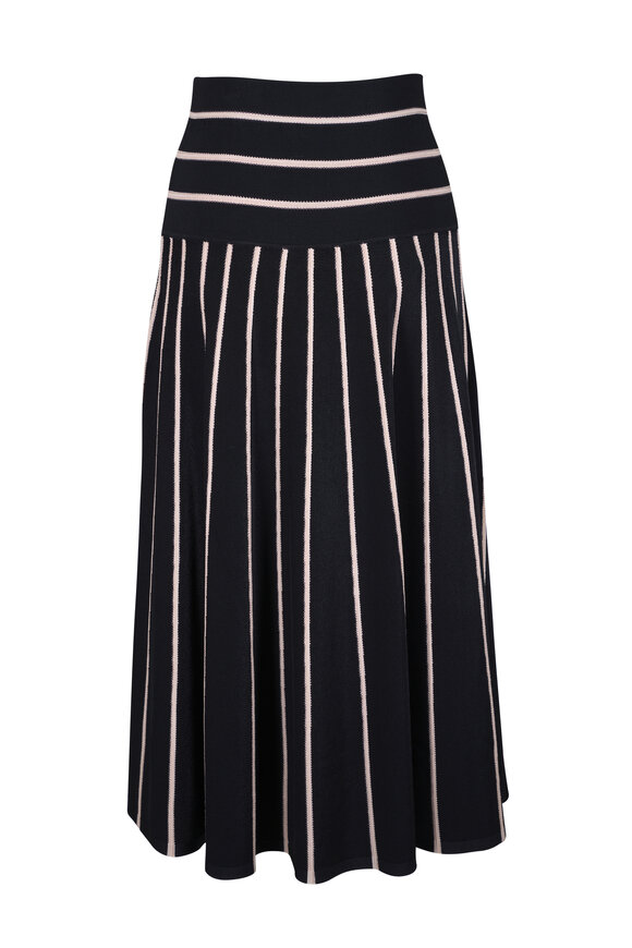 Zimmermann - Crush Black & Cream Stripe Midi Skirt