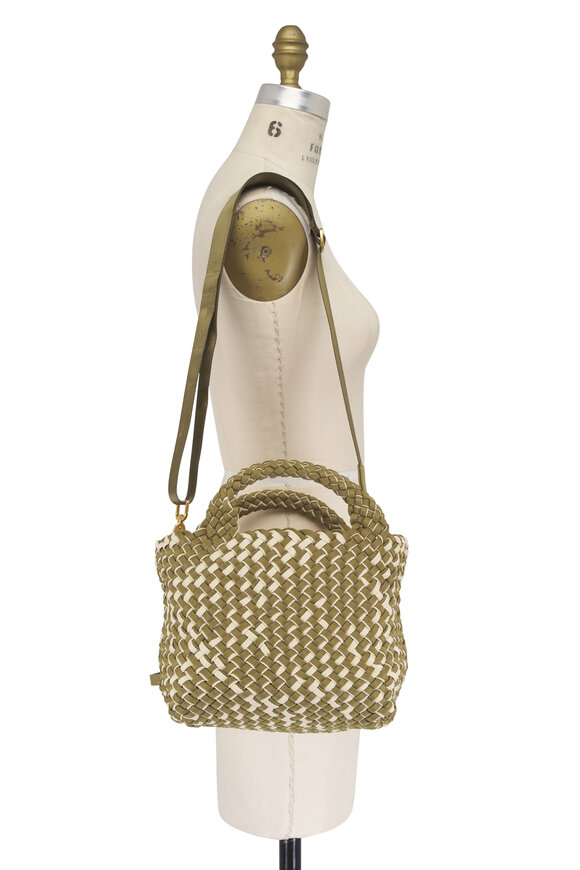 Naghedi Small St. Barths Green Double Weave Oletta Tote - view 6