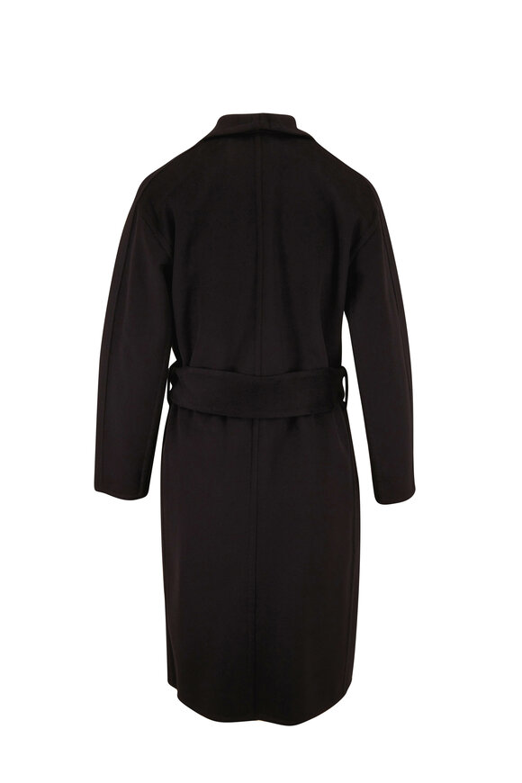Vince - Black Wool & Cashmere Drape Front Coat