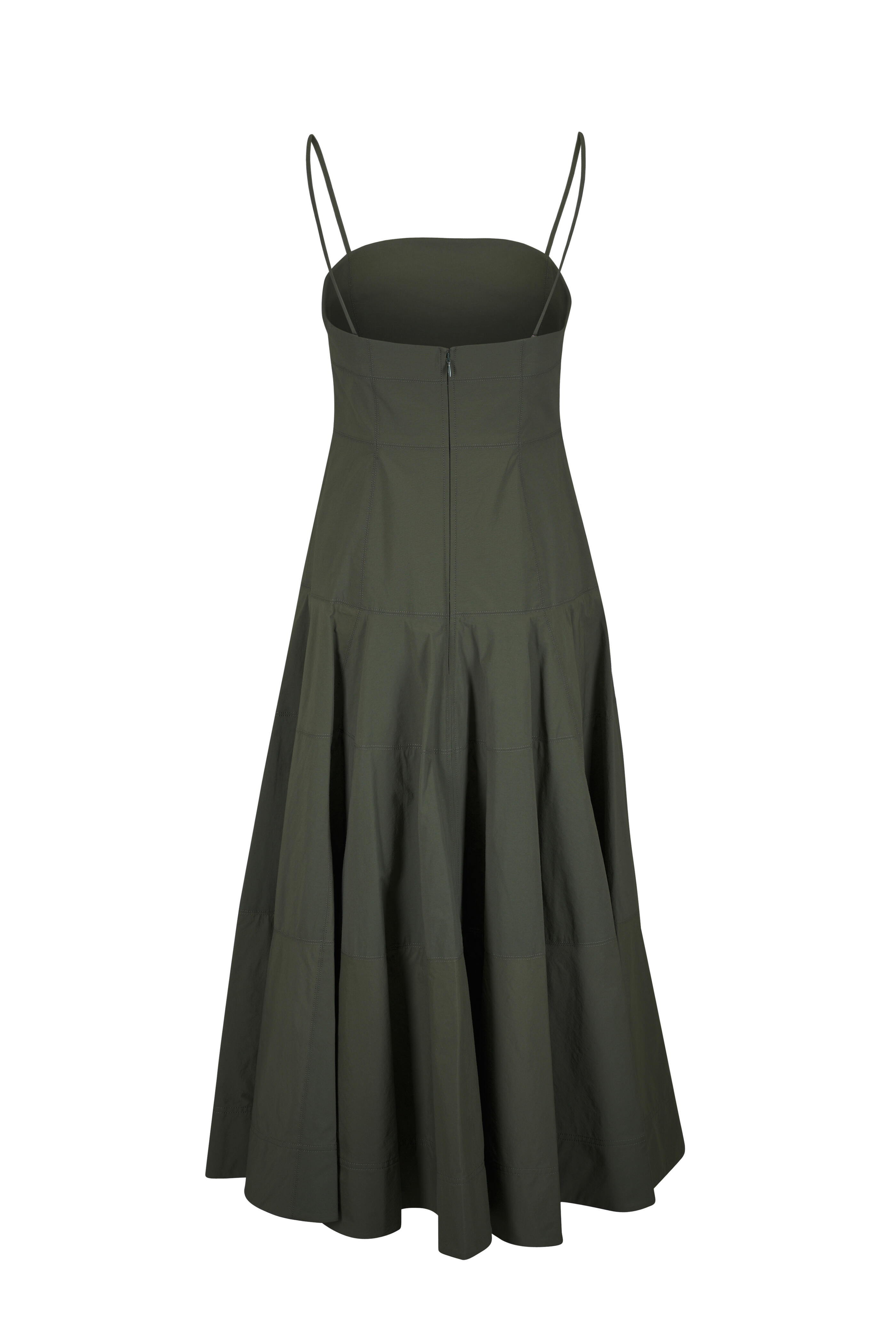 knee length dresses for ladies Silvia Olive Floral Embroidered Midi Dress – Frock and Frill