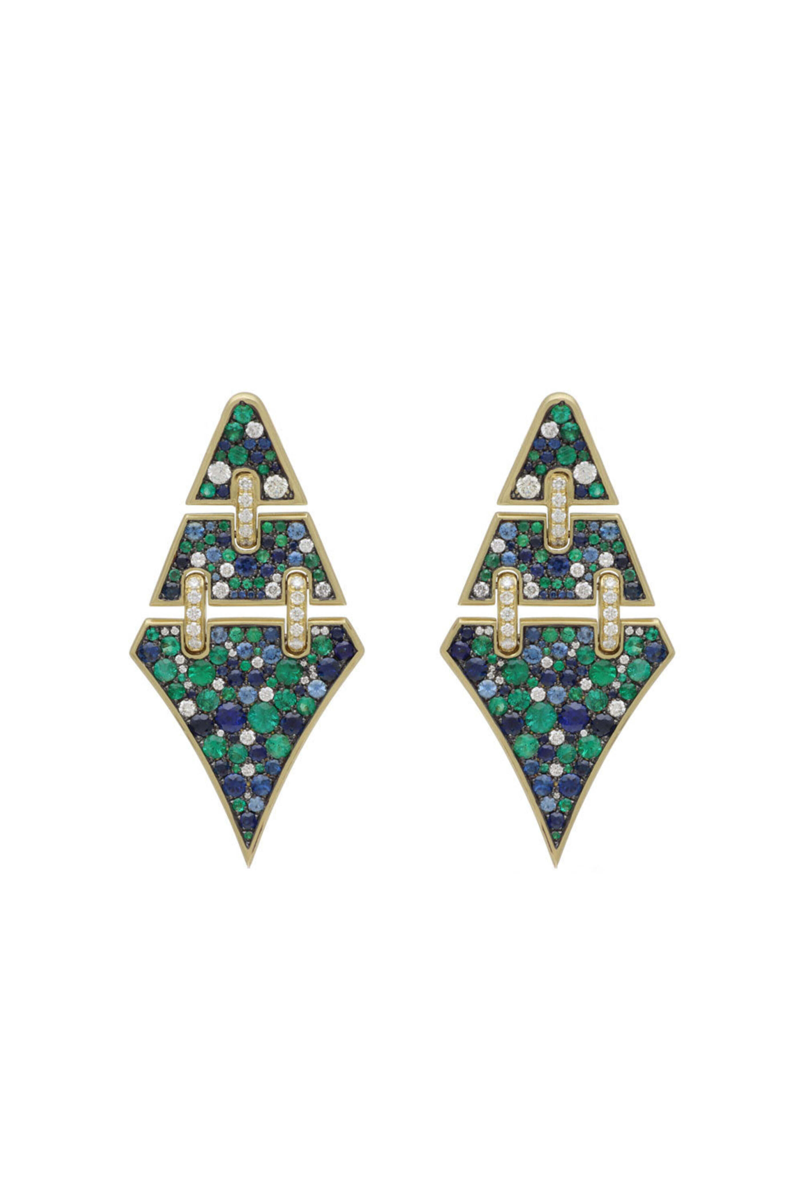Jared Lehr - Emerald and Sapphire Earrings