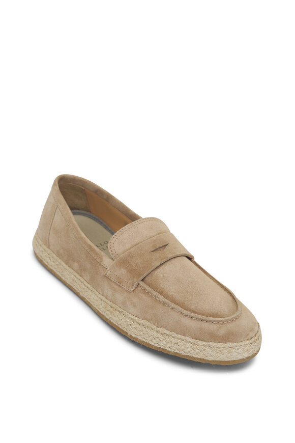 Brunello Cucinelli Noisette Beige Suede Penny Loafer