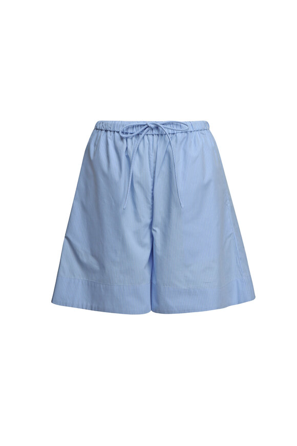 ショートパンツ ZIMMERMANN LIGHT BLUE LINEN SHORTS Zimmermann - Jeannie Multicolor Floral Swirl Print Tuck Short