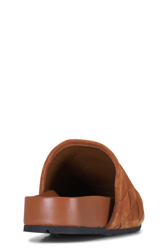 Bottega Veneta - Reggie Caramel Intrecciato Suede Slip On Clog