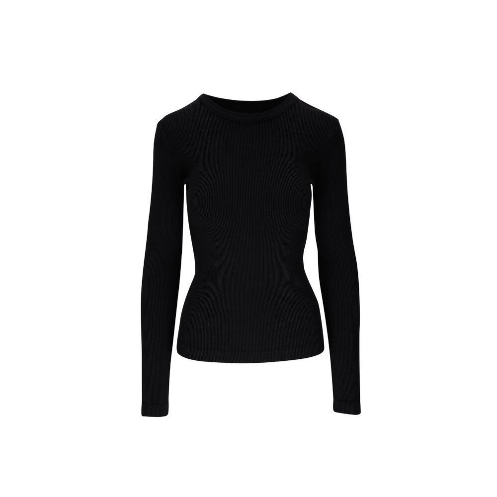 Citizens of Humanity - Adeline Black Garment Dyed Ribbed Cotton Top