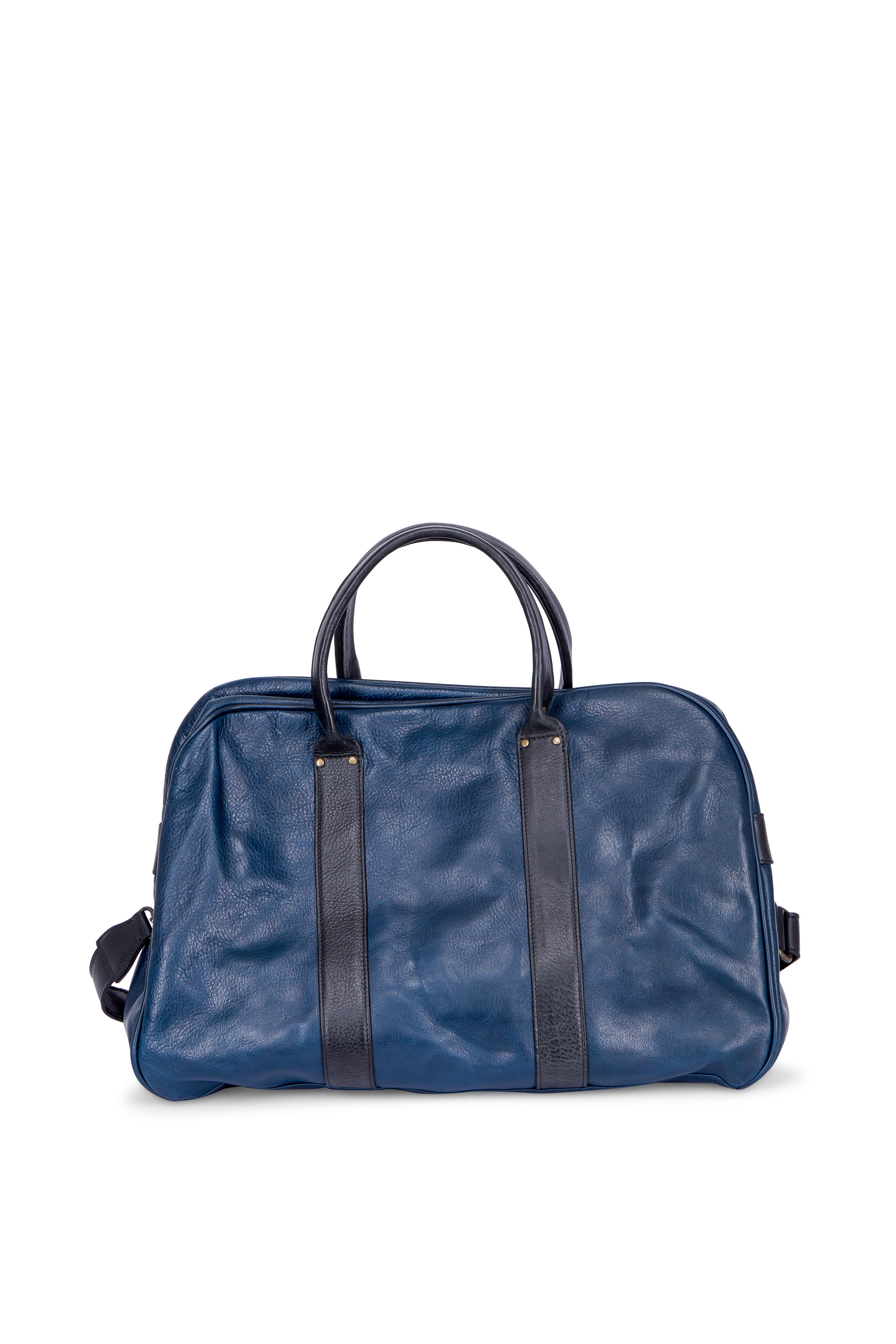Moore & Giles - Taylor Titan Milled Navy & Black Leather Duffle