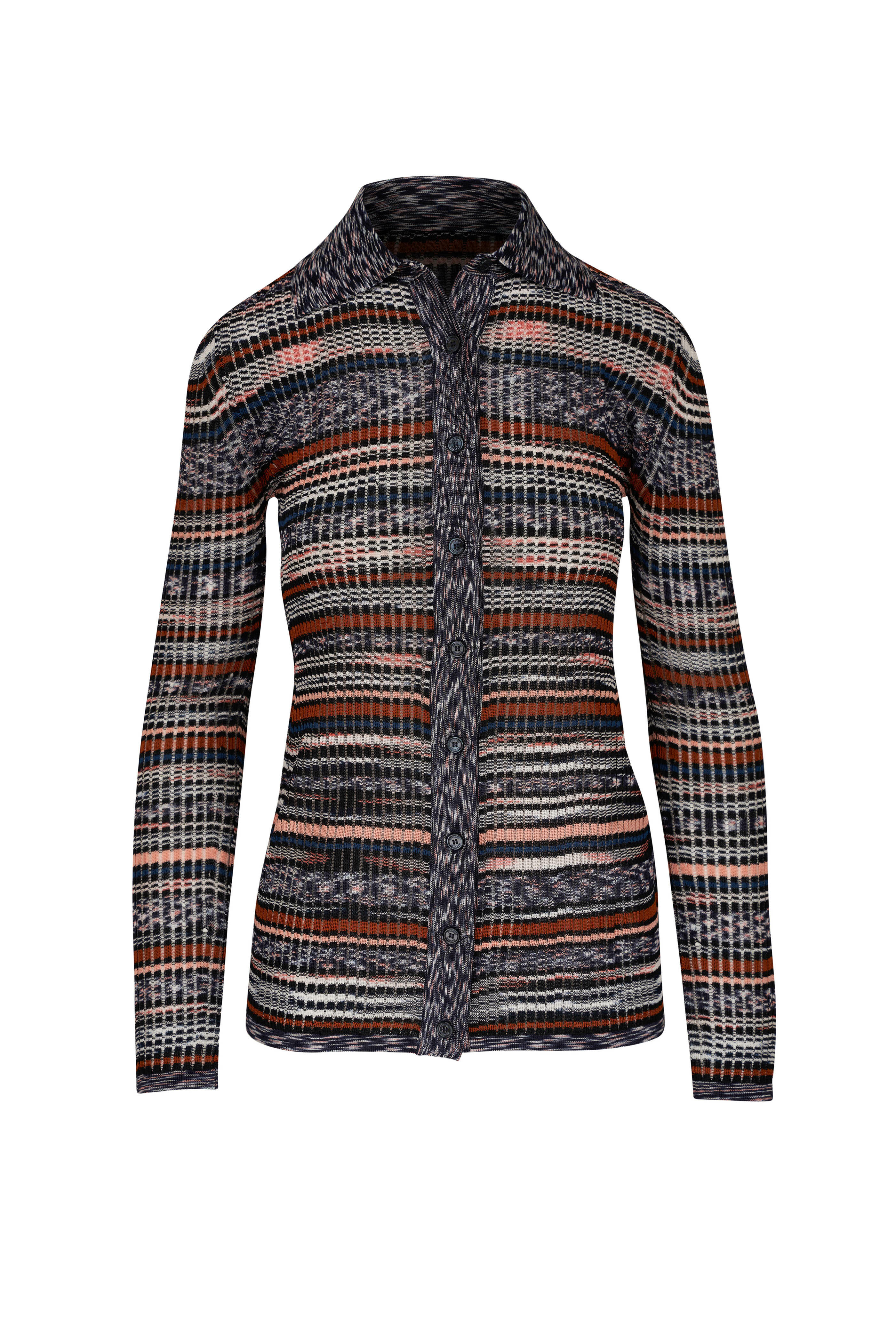 Missoni - Space Blue Stripe Rib Knit Top | Mitchell Stores