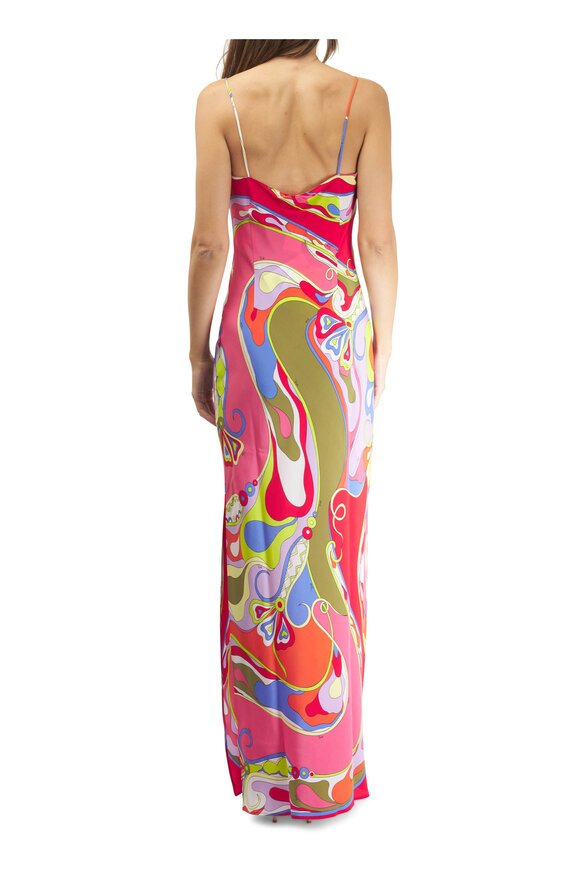 Pucci - Pink Multi Crepe De Chine Maxi Dress