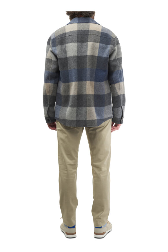 Vince - Blue & Charcoal Plaid Splittable Shirt Jacket