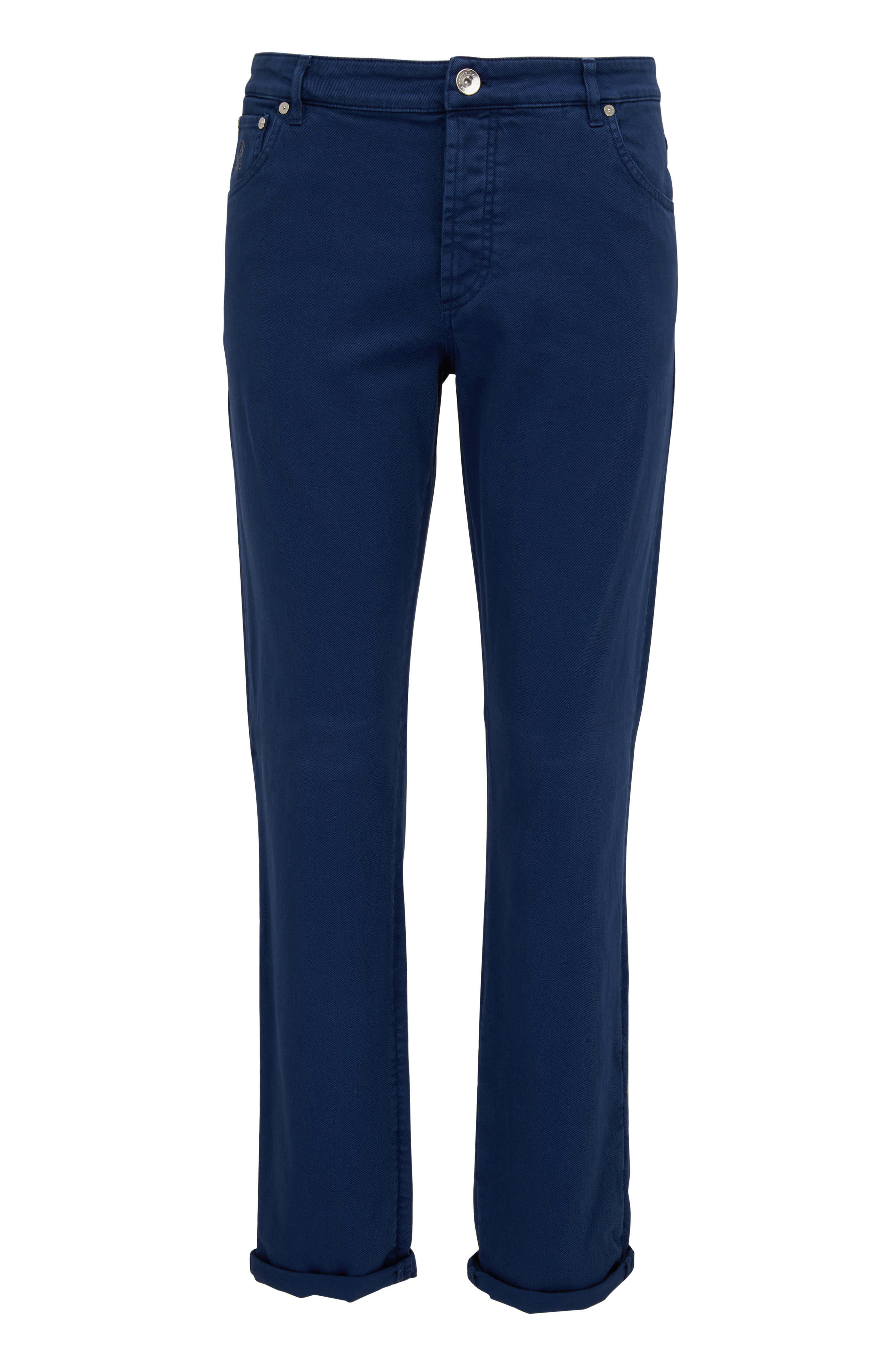 Jean Brunello Cucinelli Skinny Taille 56/40 – Coton Mélangé Bleu, Neuf Avec étiquette