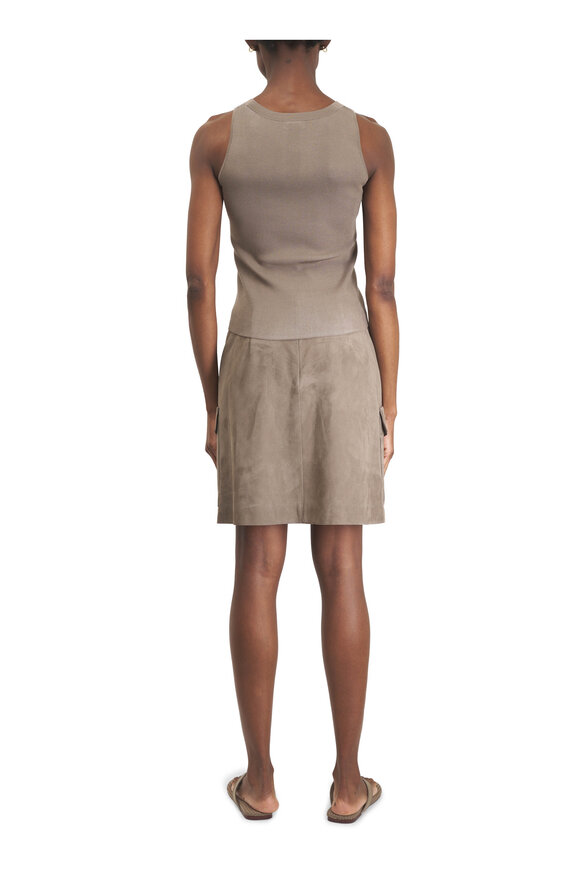 Akris Taupe & White Grid Knit Tank - view 4