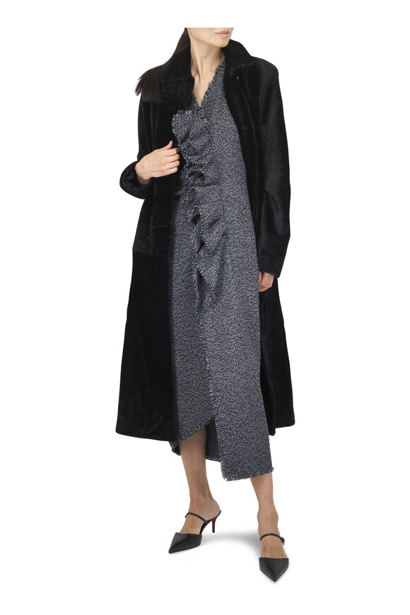 Nour Hammour Paloma Black Astrakhan Shearling Jacket - view 2