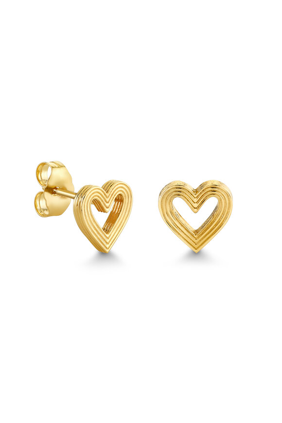 Sydney Evan 14k Yellow Gold Fluted Heart Stud Earring - view 1