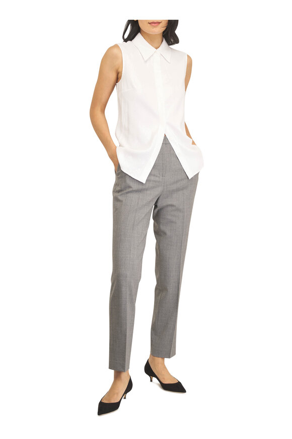 Michael Kors Collection Hansen Optic White Sequin Crepe Sleeveless Shirt - view 2