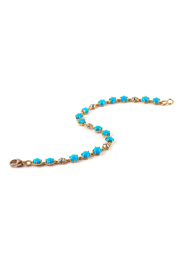 Sylva & Cie 18k Yellow Gold Turquoise & Diamond Bracelet - view 1