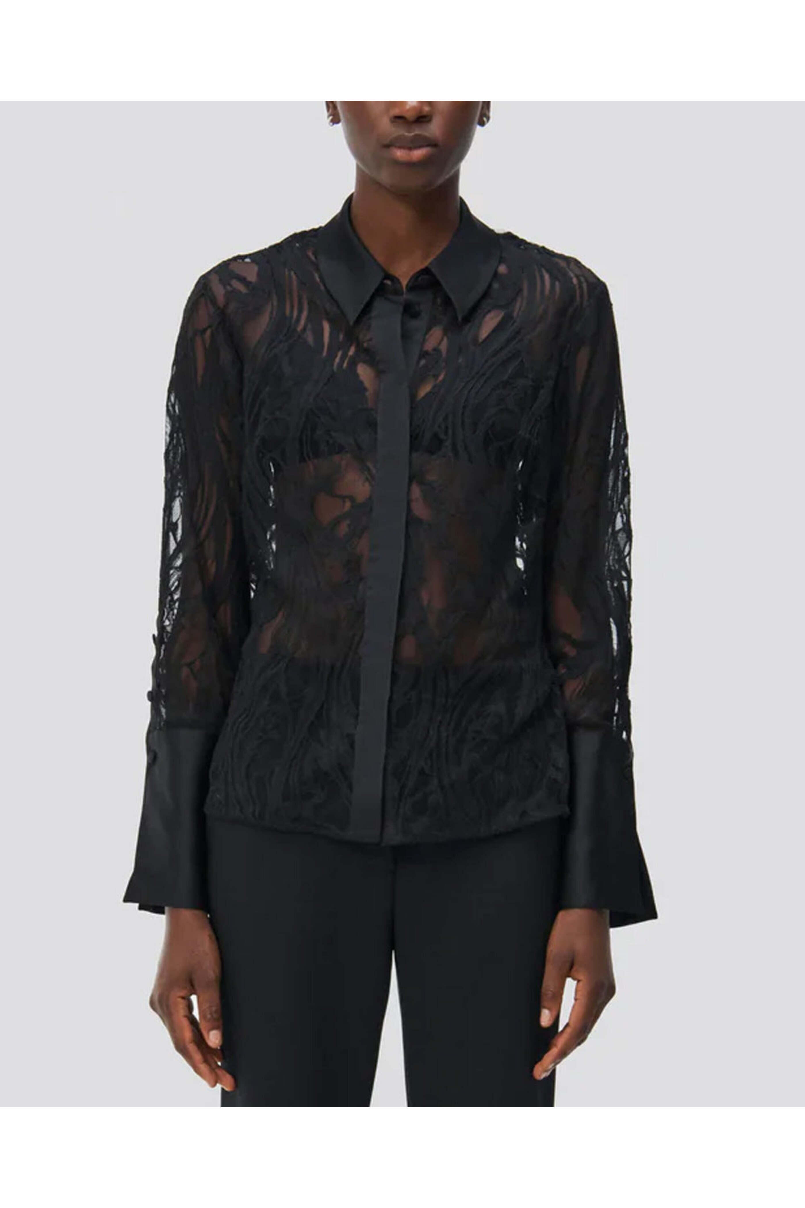 Simkhai - Black Candela Long Sleeve Lace Shirt