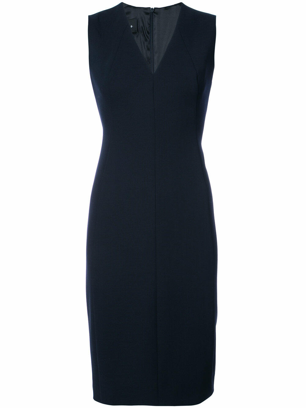 Akris - Navy Blue Wool V-Neck Sleeveless Dress | Mitchell Stores