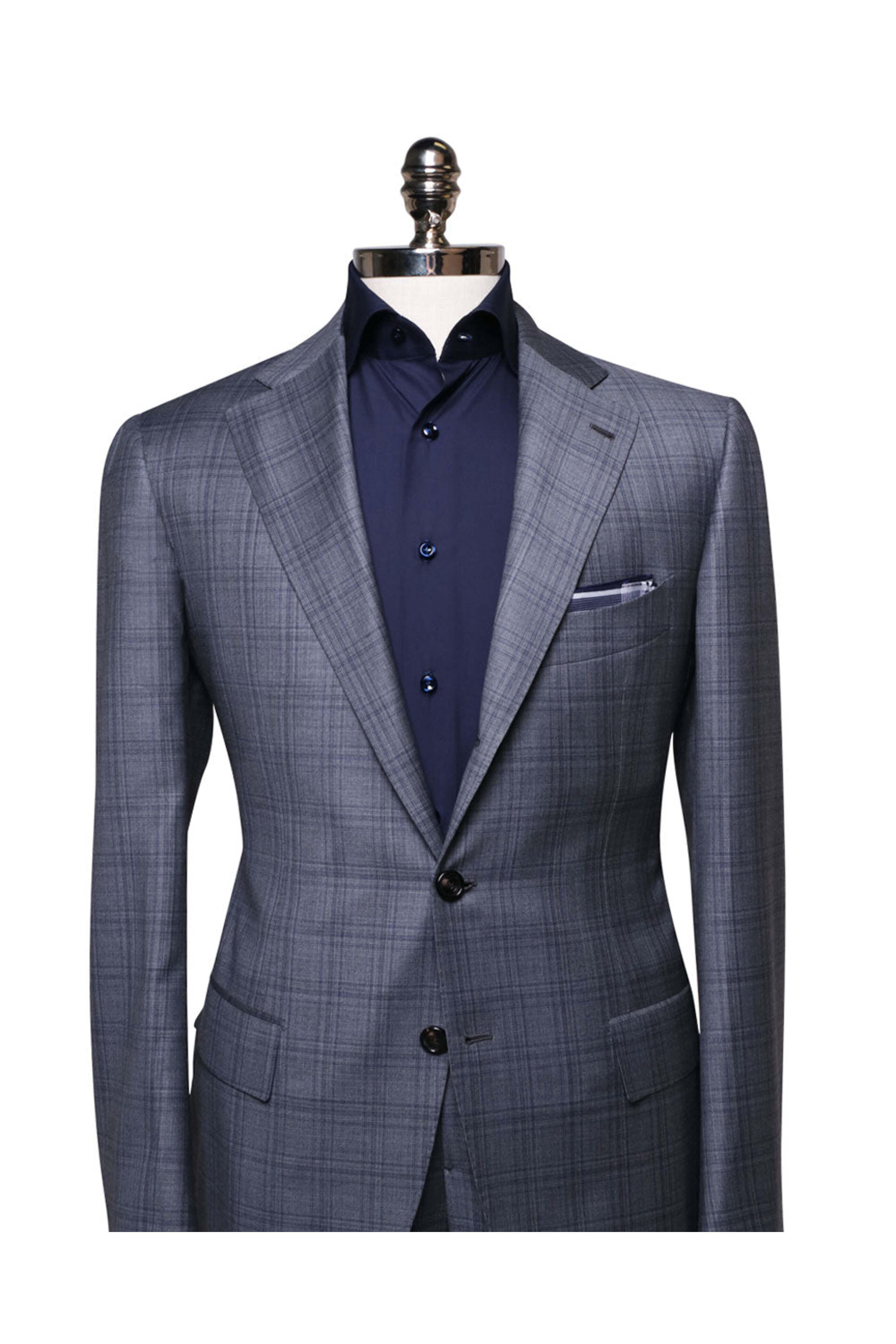 Cesare Attolini - Navy and Gray Plaid Suit | Mitchell Stores