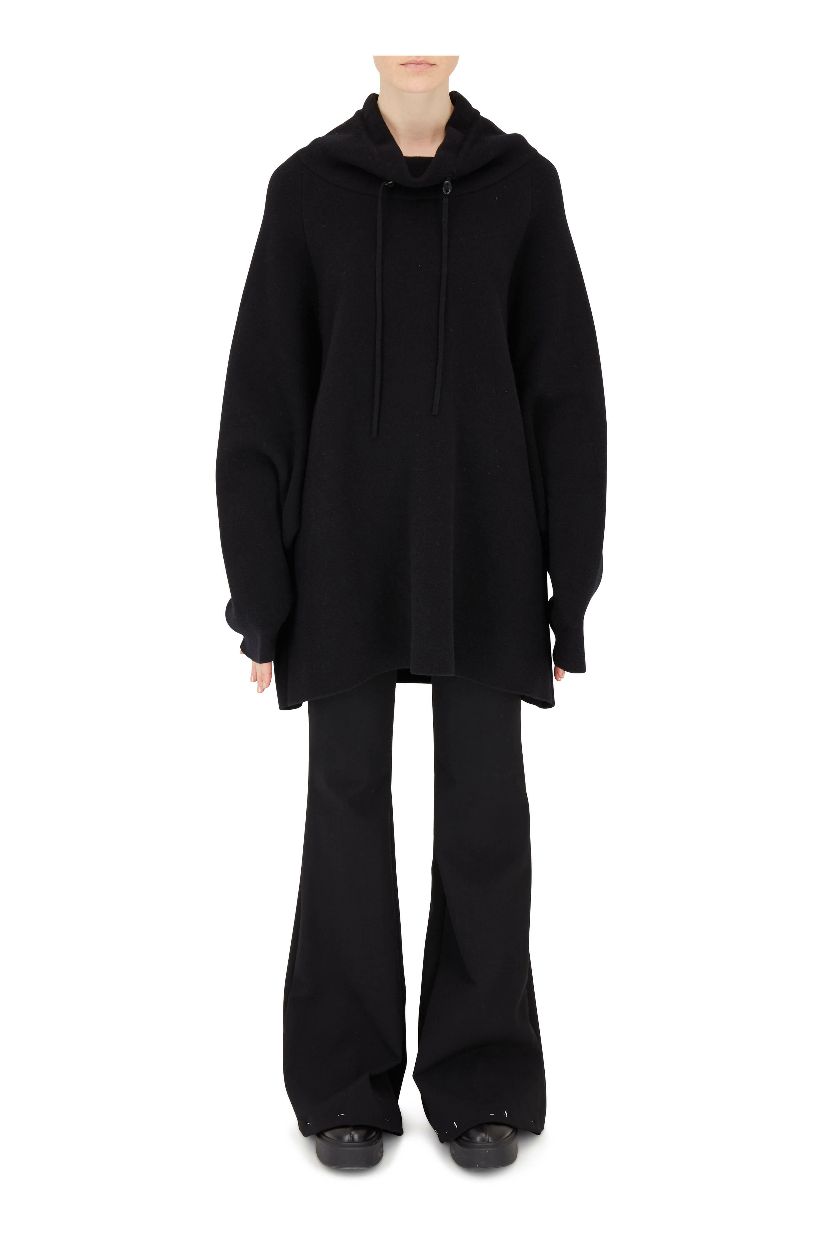 The Row - Lanae Black Stretch Wool High-Rise Flare Pant