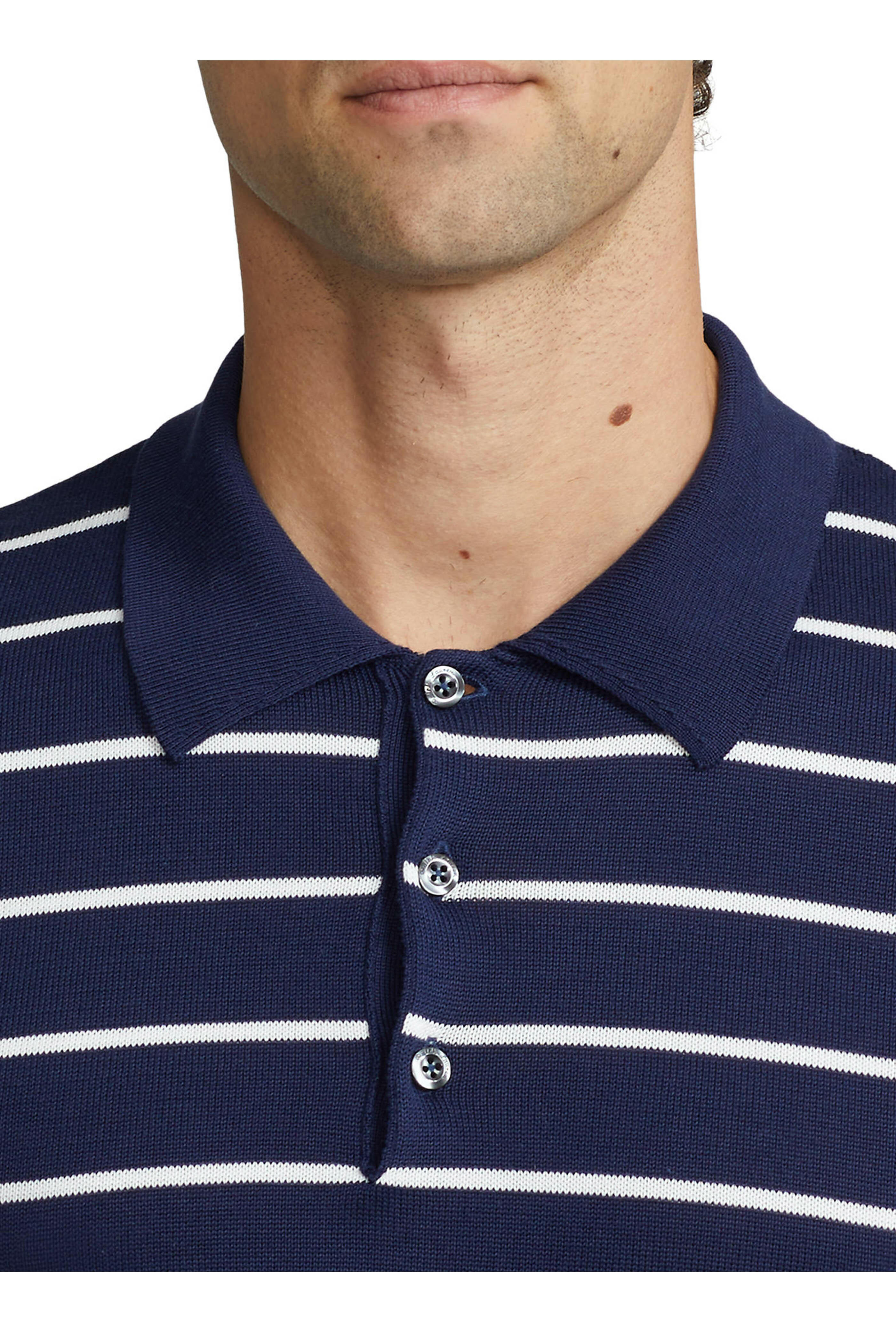 RALPH LAUREN / Purple Label/半袖ブラウス/2/ウール/NVY Ralph Lauren Purple Label - Navy & White Striped Cotton Polo
