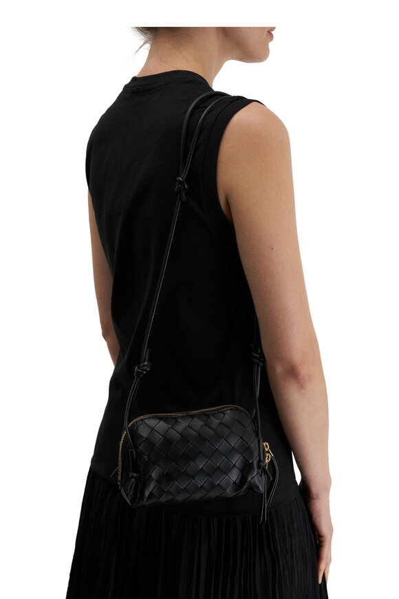 Bottega Veneta - Concert Black Intrecciato Leather Crossbody Pouch