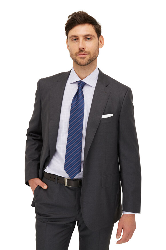 Isaia - Aquaspider Charcoal Gray Performance Wool Suit