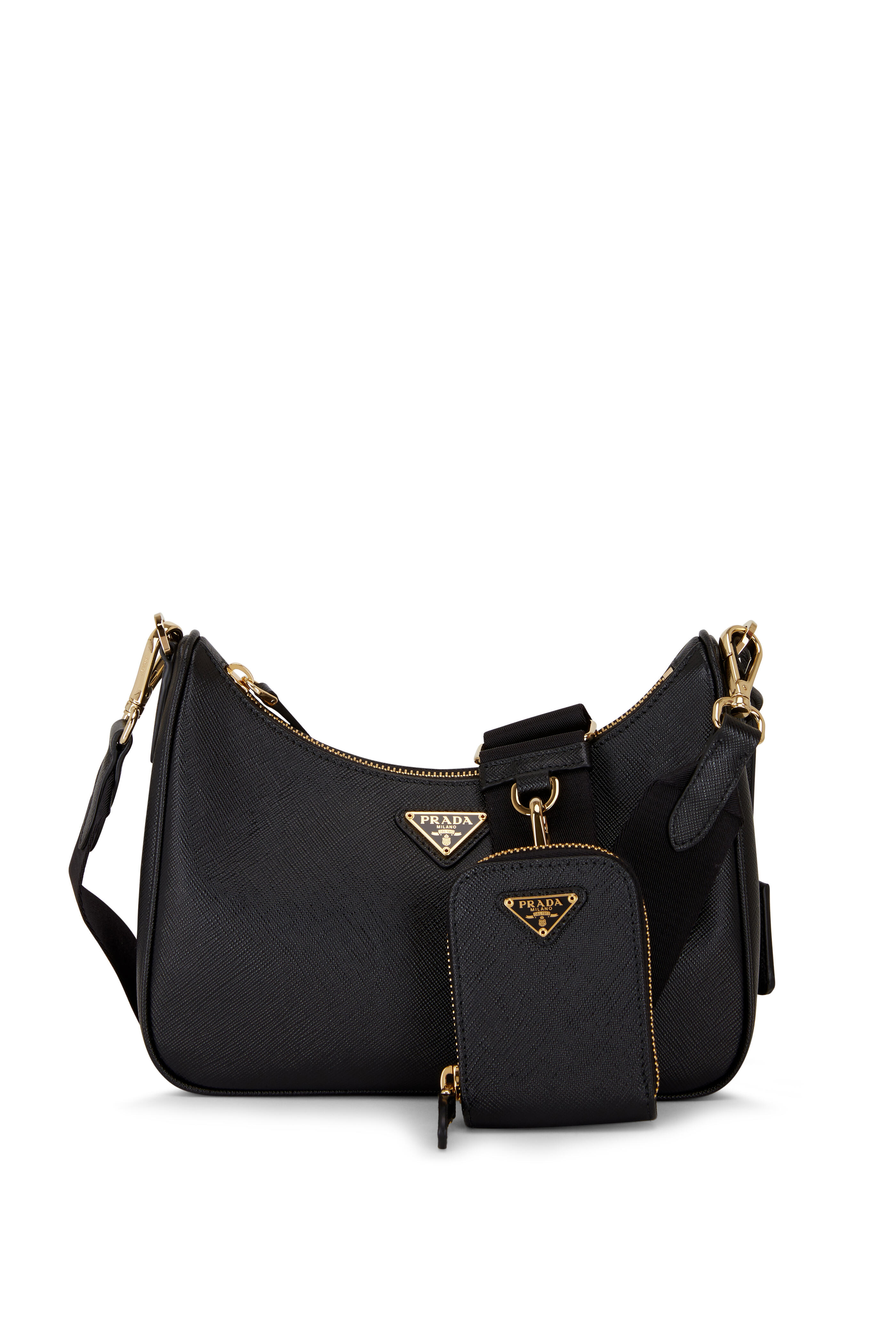 Prada Monochrome Saffiano Leather Bag in Black