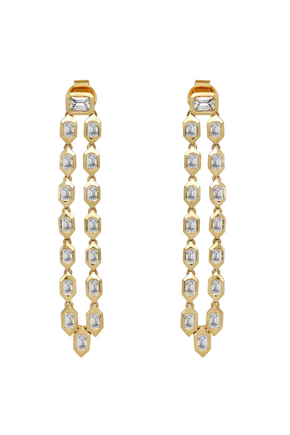 Ruchi 18k Yellow Gold Diamond Hexagonal Bezel Earring